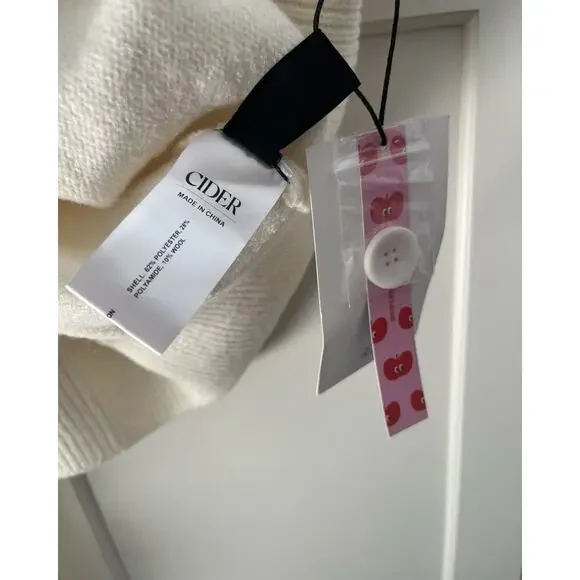 Cider KNIT V-NECK OVERSIZED Wool blend CARDIGAN WITH BELT Ivory Sz. 1XL NWT - Picture 6 of 9